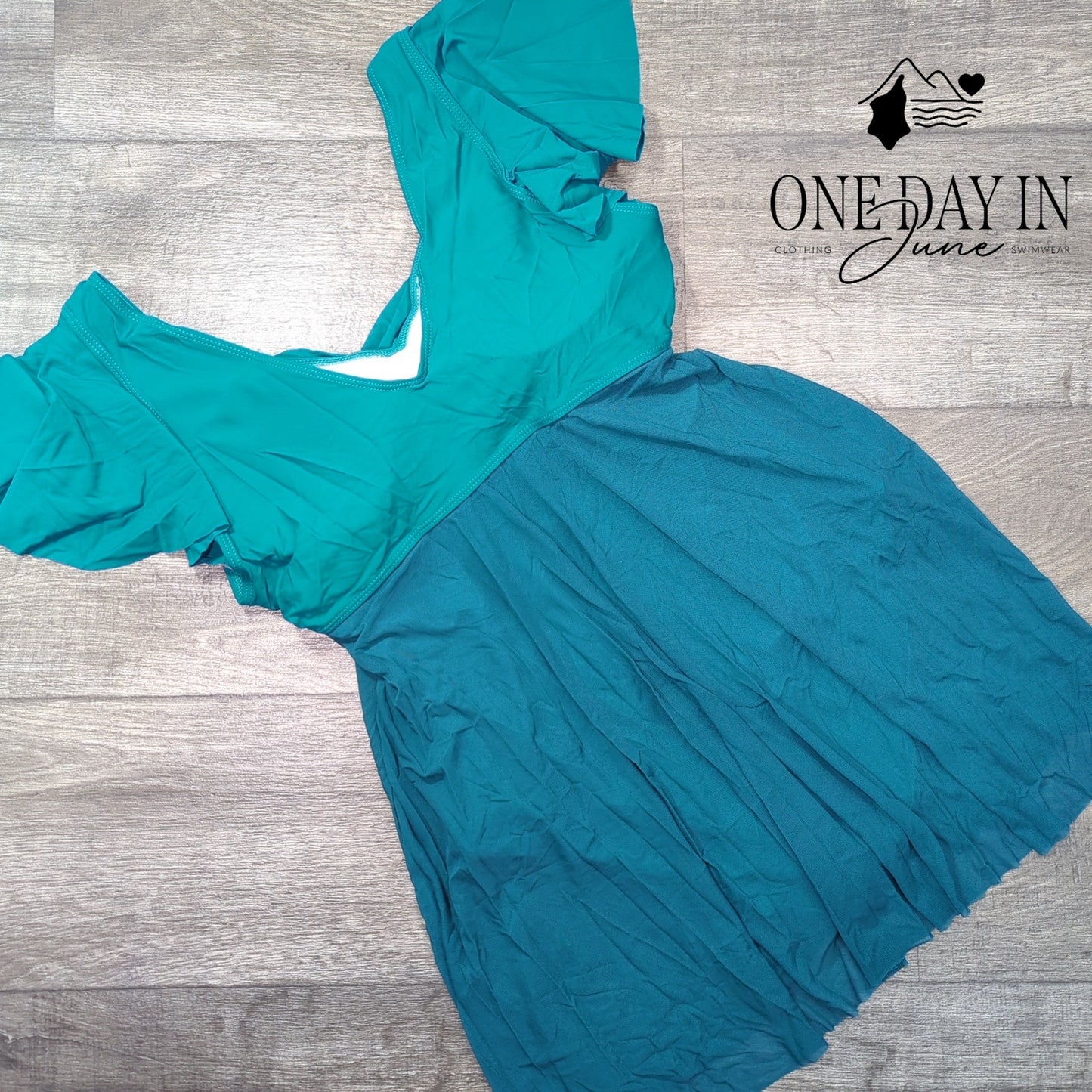 Blooming Jelly Ruffle Shoulder Mesh Swimdress One Piece Swimsuit Size XL