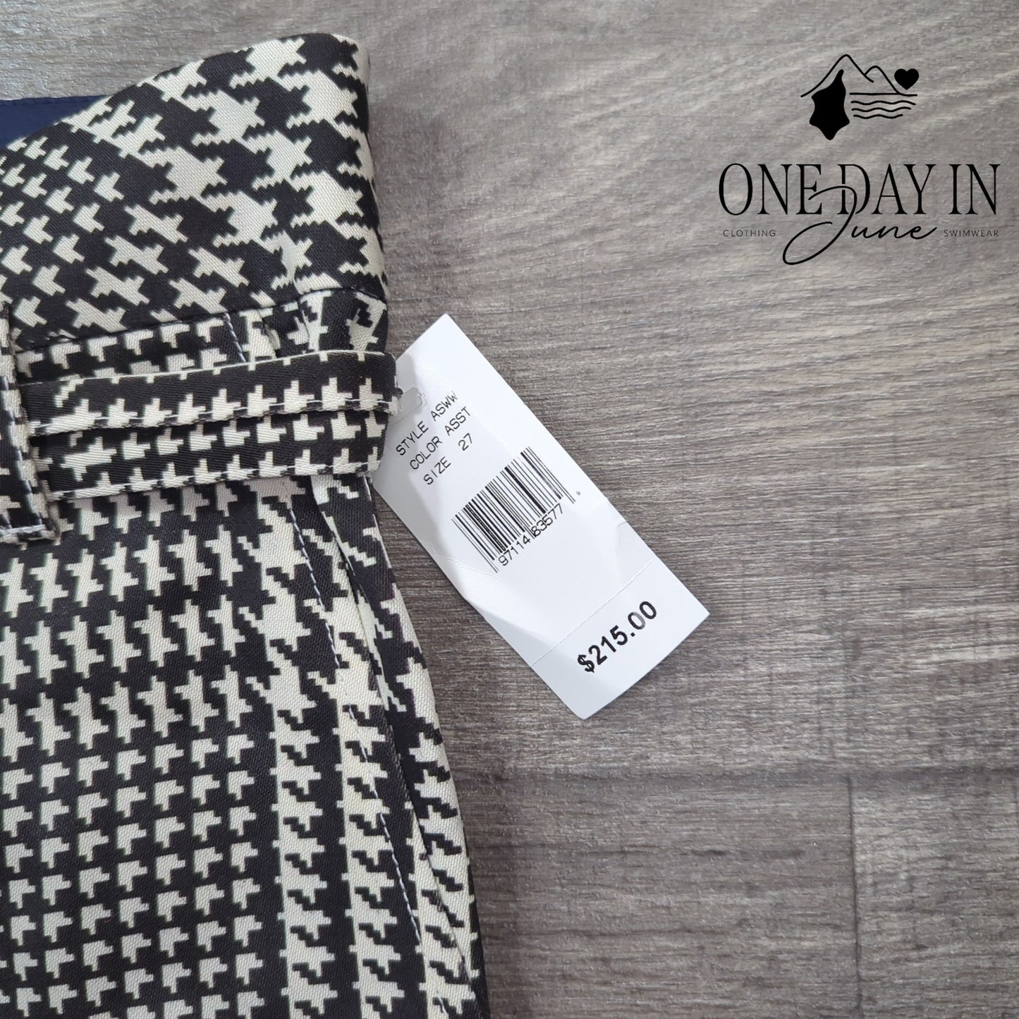 Adriano Goldschmied Houndstooth Print Lettuce Edhge Belted Pants Size 27 (4)