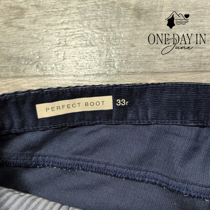 Gap Perfect Boot Corduroy Pants Navy Blue Bootcut NWT Size 16 (33)