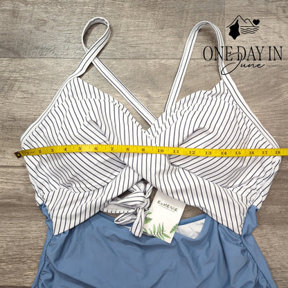 Eomenie Cross Front Cut Out One Piece Swimsuit Size 2XL