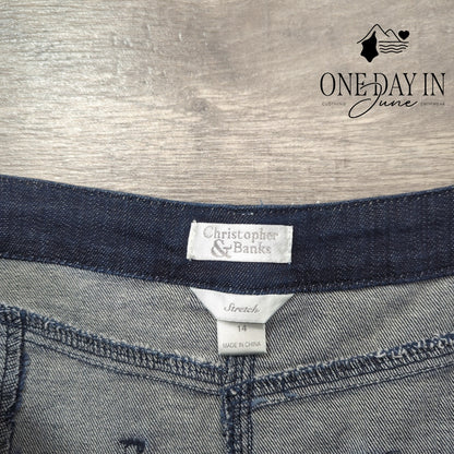 Christopher & Banks Midi Denim Skirt Size 14