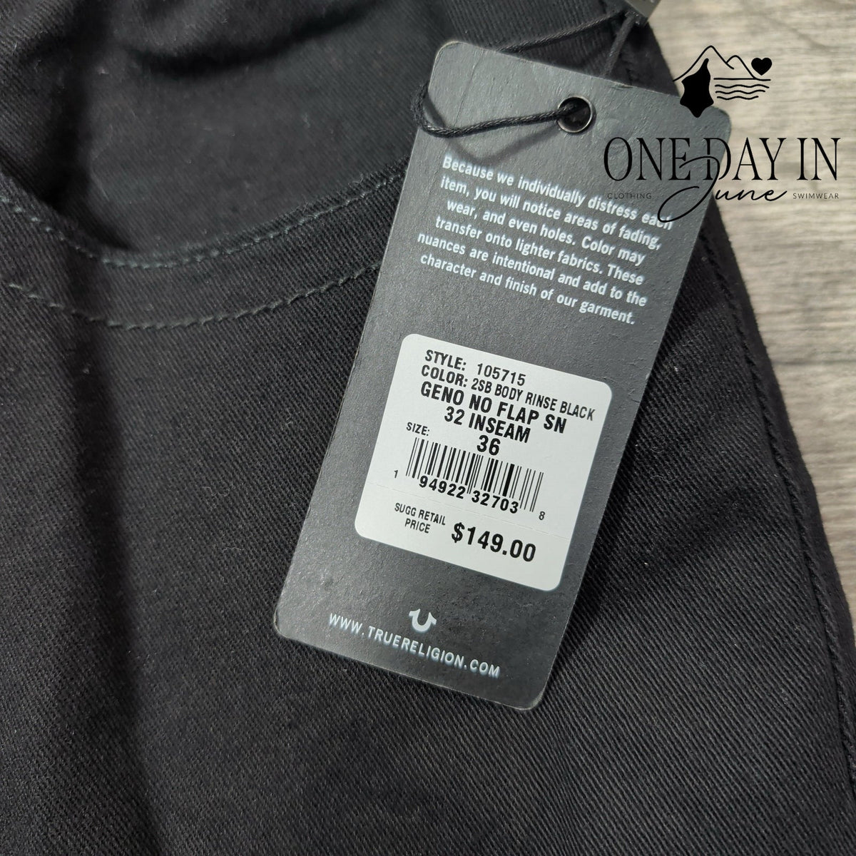 True Religion Geno Relaxed Slim Jeans Black No Flap NWT Men's Size 36X32