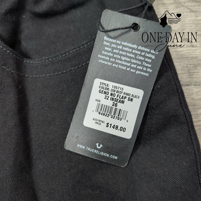 True Religion Geno Relaxed Slim Jeans Black No Flap NWT Men's Size 36X32