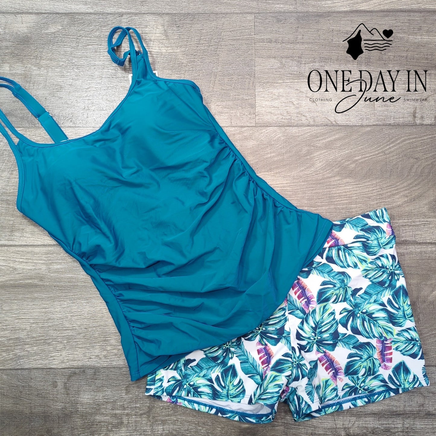 Eomenie Tropical Boyshort Tankini Swimsuit Size L