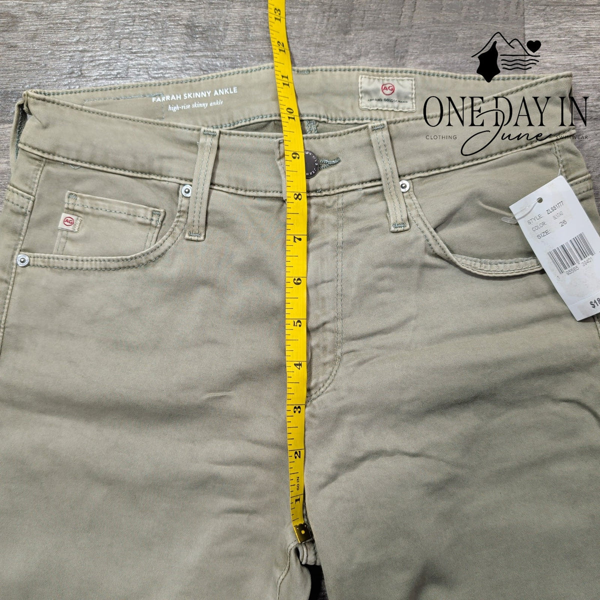 AG Adriano Goldschmied Farrah Skinny Ankle Jeans Sage Green NWT Size 2 (26)
