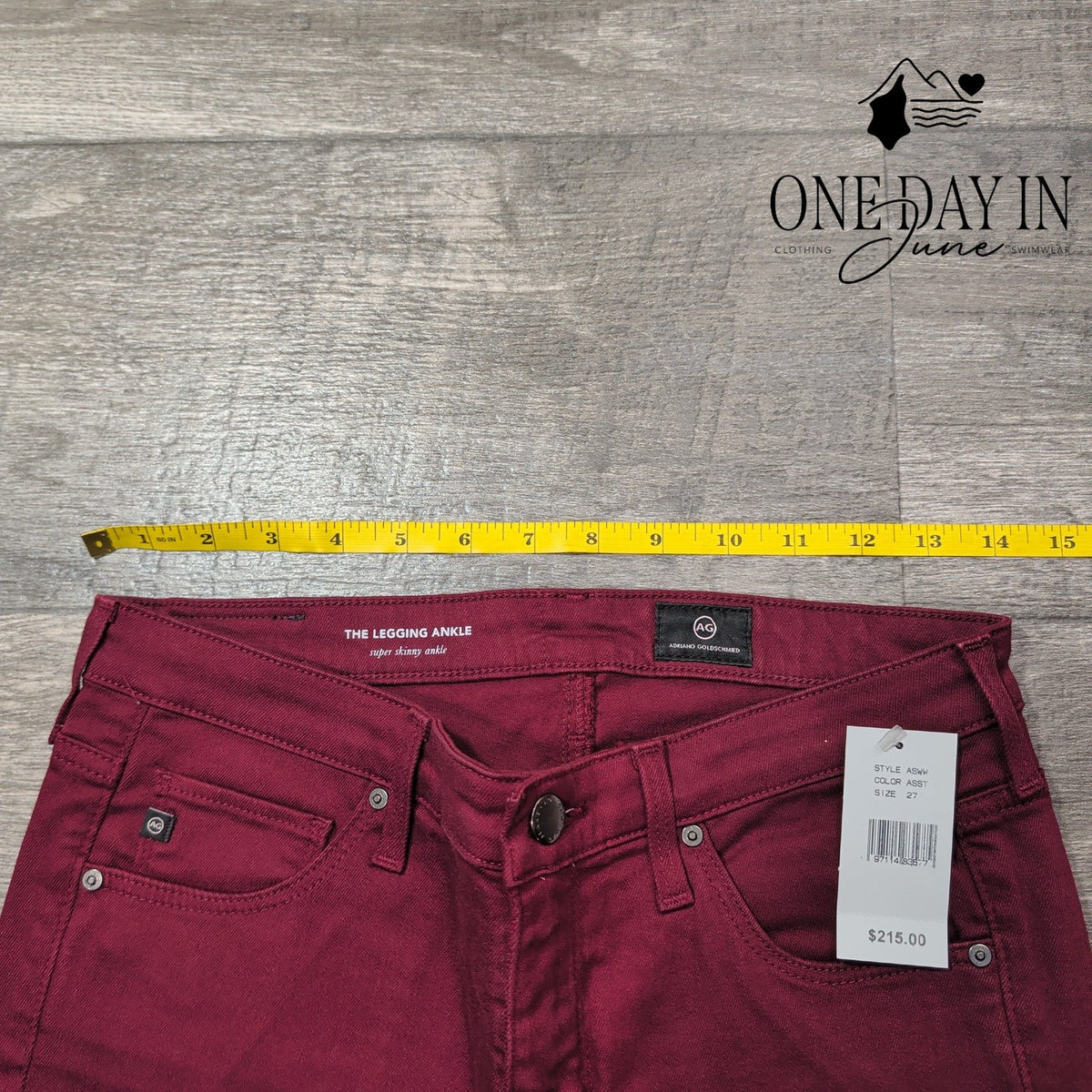 AG Adriano Goldschmied The Legging Ankle Super Skinny Jeans Burgundy NWT Size 4