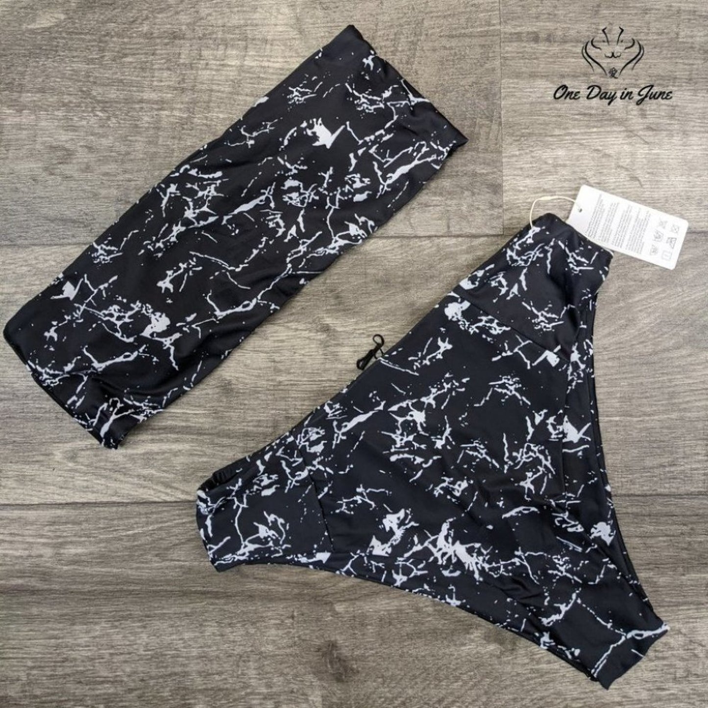 I2Crazy Marble Bandeau Bikini Swimsuit Size L