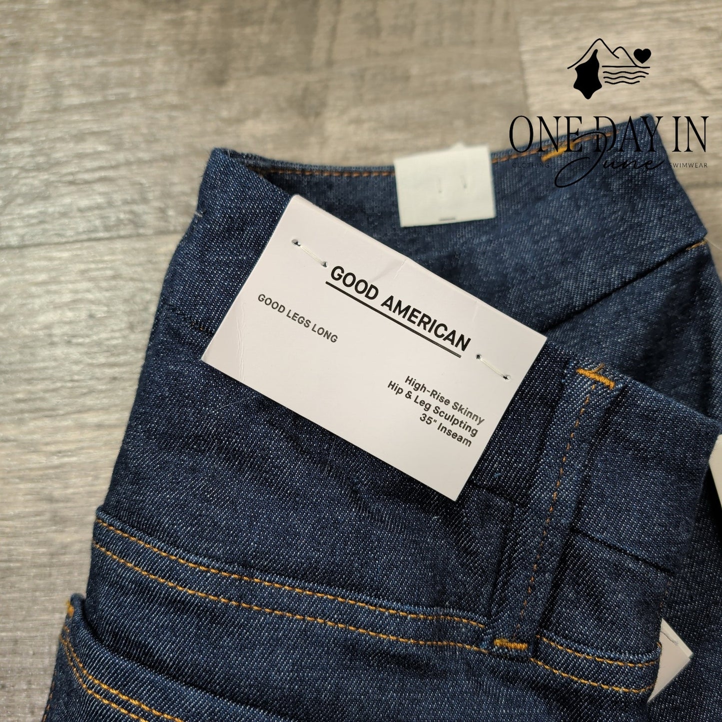 Good American Good Legs Long Skinny Jeans Dark Blue Inseam NWT Size 6