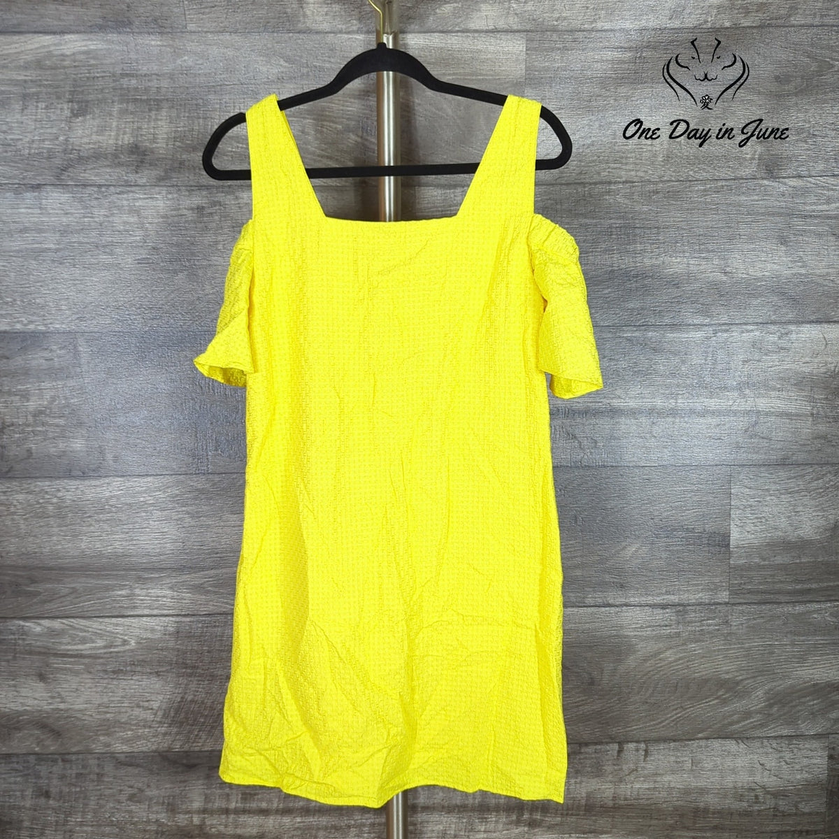 J.Crew Cold Shoulder Mini Dress Bright Yellow Textured Ruffle NWT Size S