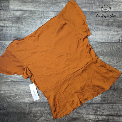 Liz Claiborne Short Sleeve Button Down Auburn Top Size M