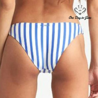 Billabong Blue By U Tropic Bikini Bottom Blue Stripe Medium Coverage NWT Size L