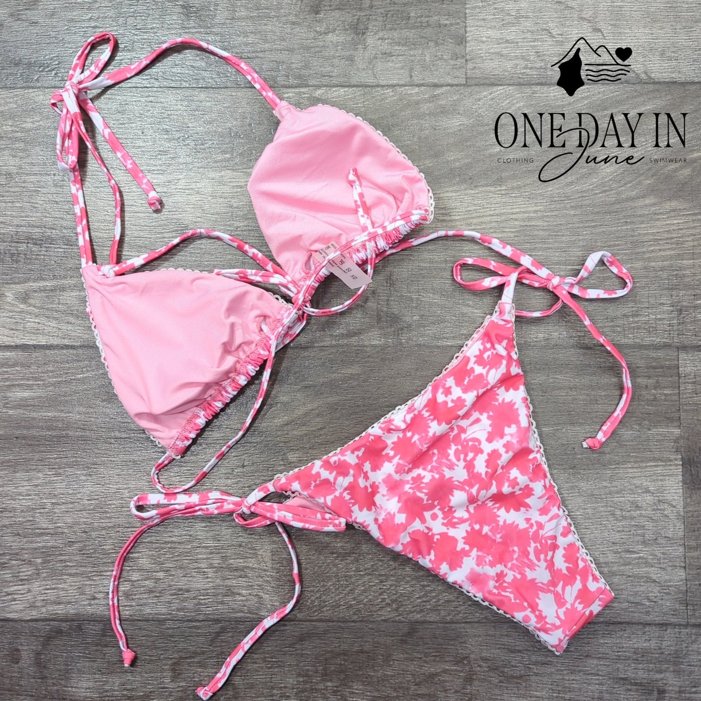 Aleumdr Adjustable Triangle Tie Side Bikini Swimsuit Size XS