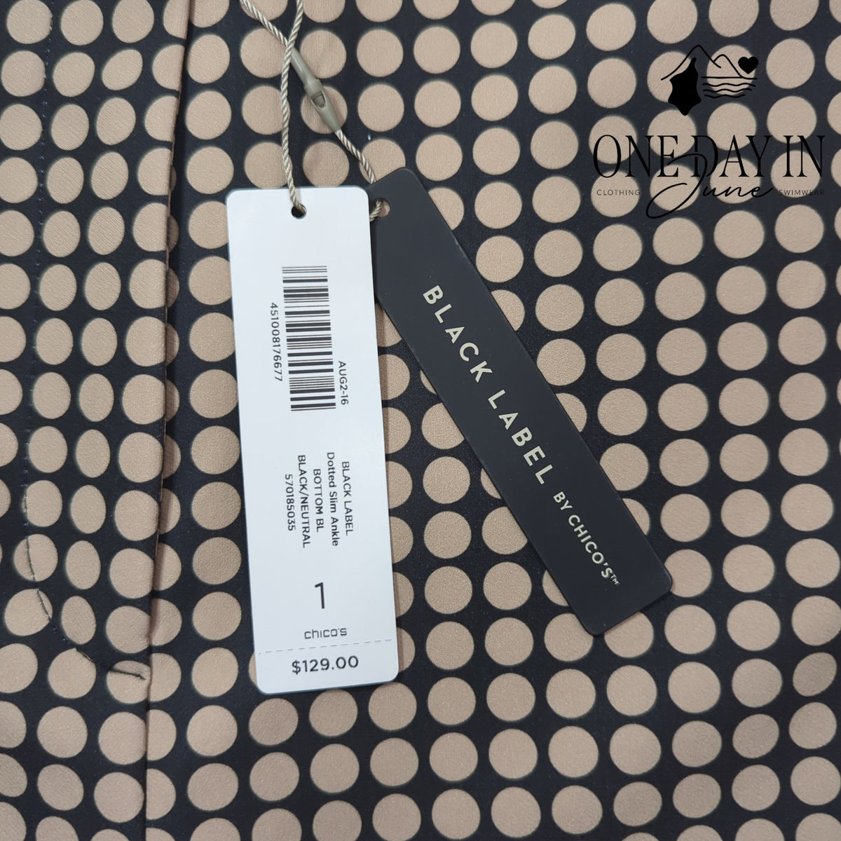 Chico's Black Label Dotted Slim Ankle Pants Black Neutral NWT Size Chico's 1 (M)