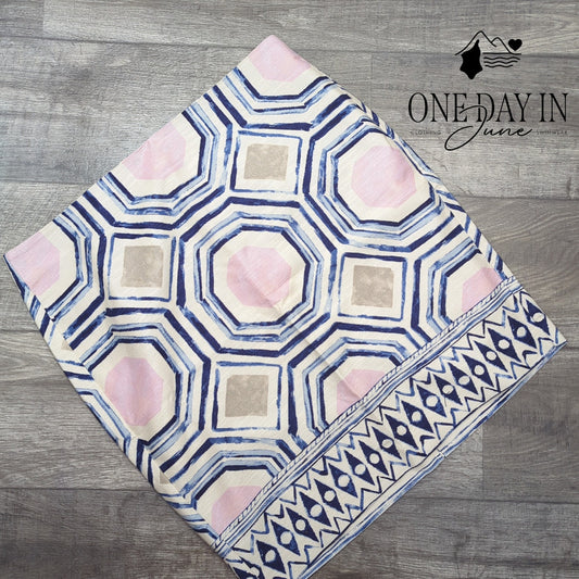 Loft Geometric Jacquard Mini Skirt Pink Blue Cream NWT Size 16