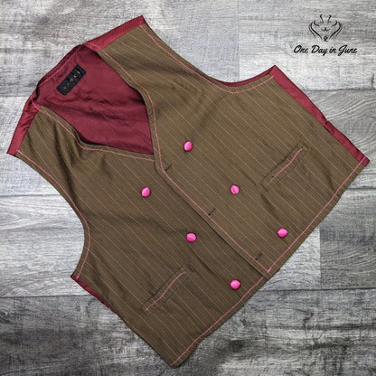 Vinci 3 Button Pin Stripe Vest Size L