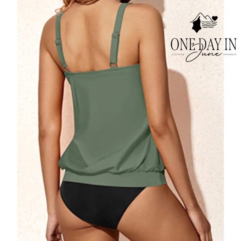 Yonique Blouson Tankini Swimsuit Size M