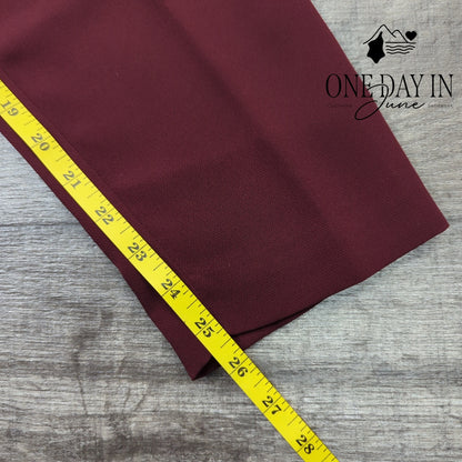 Anthropologie Sasha High Rise Pleated Ankle Pants Burgundy Button Fly NWT Size 0
