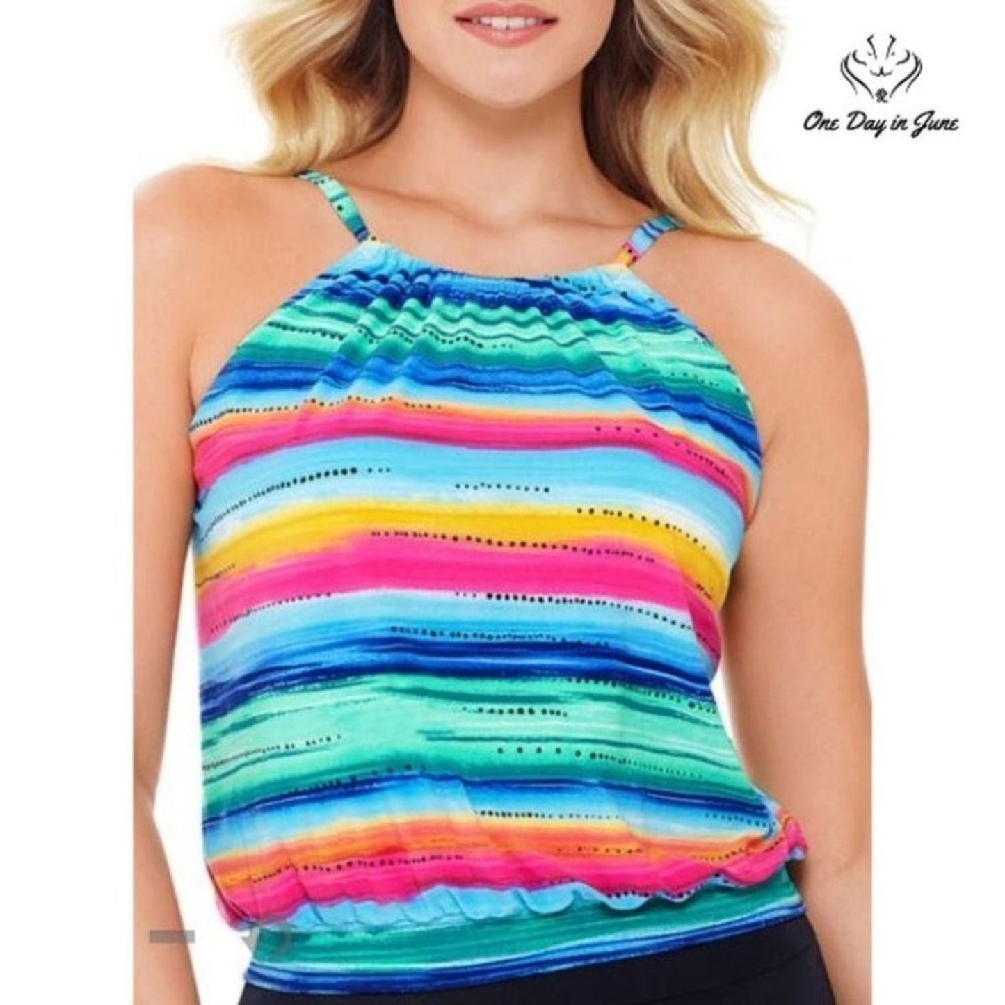 St. John's Bay Striped Tankini Top Size 8