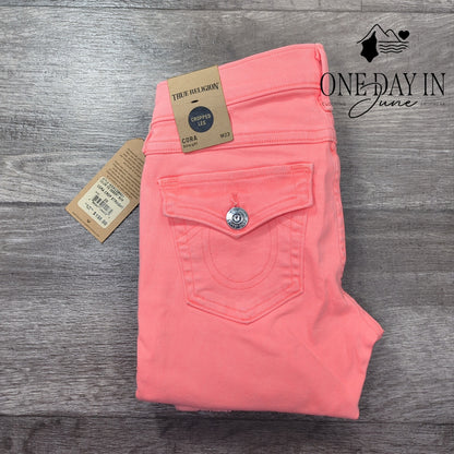 True Religion Cora Crop Straight Jeans Desert Sun Pink NWT $158 Size 23 (00)