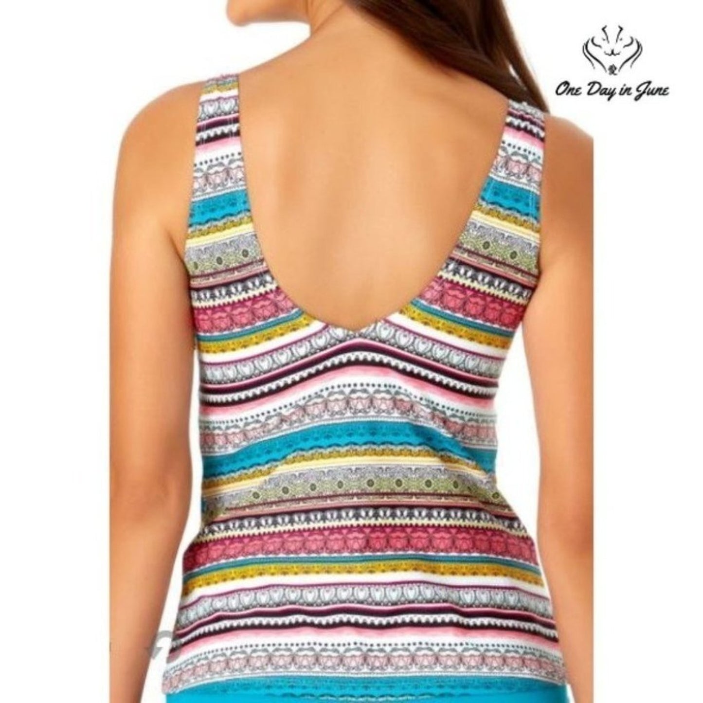 Liz Claiborne Striped Tankini Top Size S