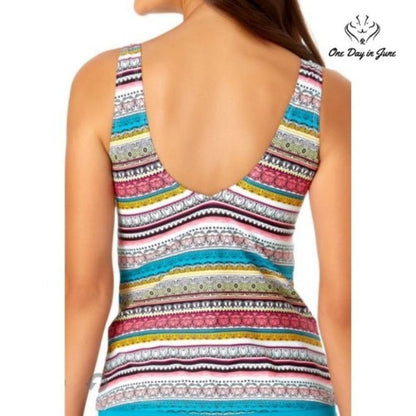 Liz Claiborne Striped Tankini Top Size S