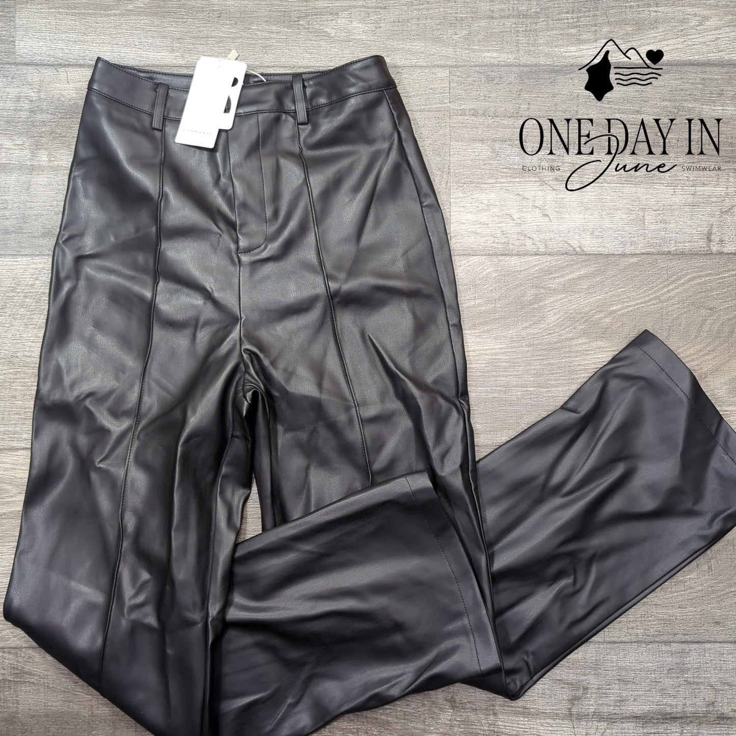 Commense High Waist Straight Leg Faux Leather Pants Size XS