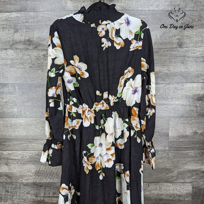 Floerns High Neck Long Sleeve Floral Dress Size L