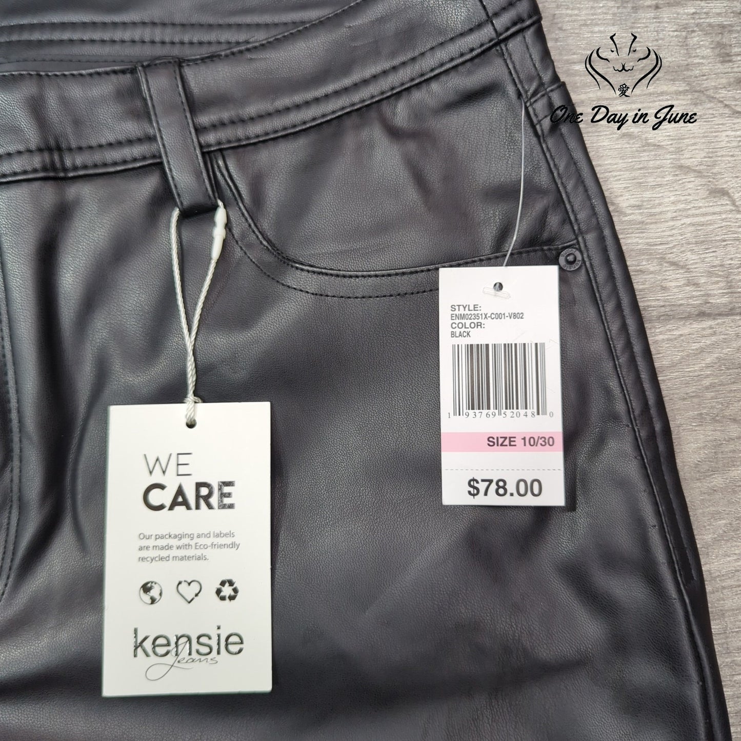 Kensie Jeans Vegan Leather Straight Leg Pants Size 10