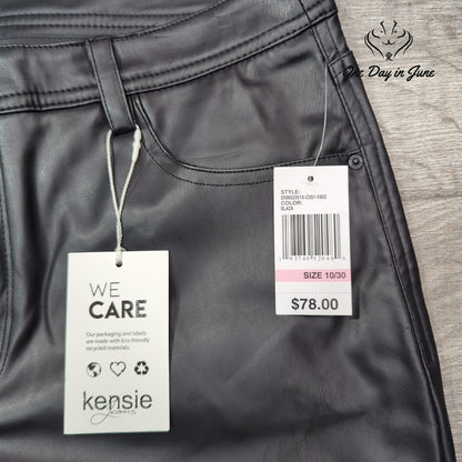 Kensie Jeans Vegan Leather Straight Leg Pants Size 10