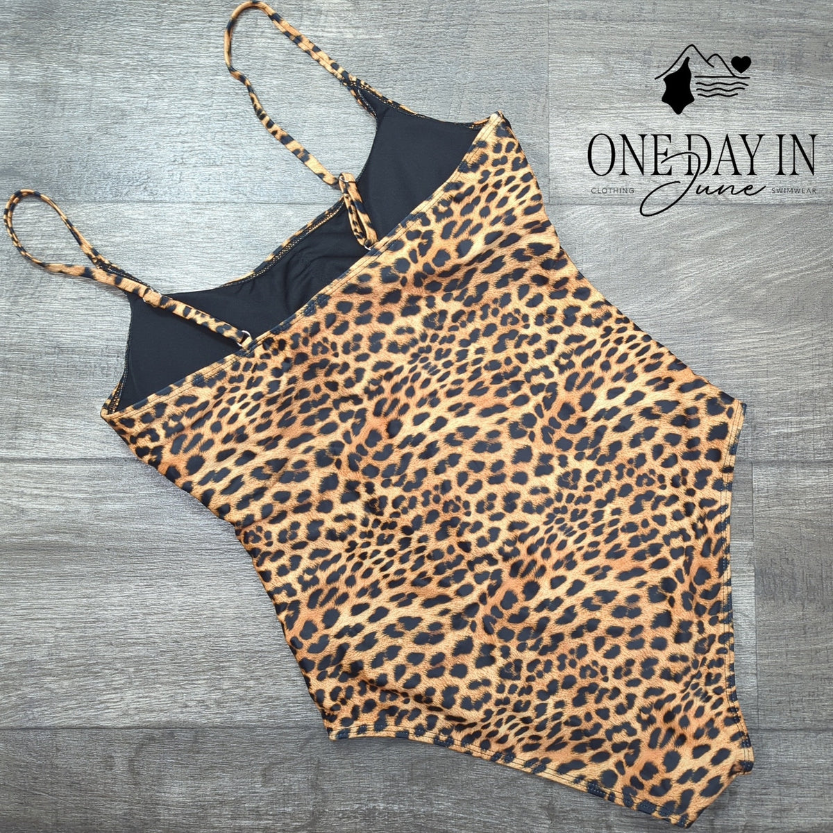 Adisputent Leopard Print One Piece Swimsuit Animal Print Scoop Neck Size L