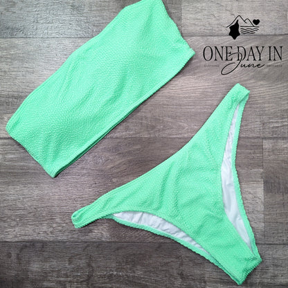 Charmo Smocked Bandeau Bikini Swimsuit Size XL