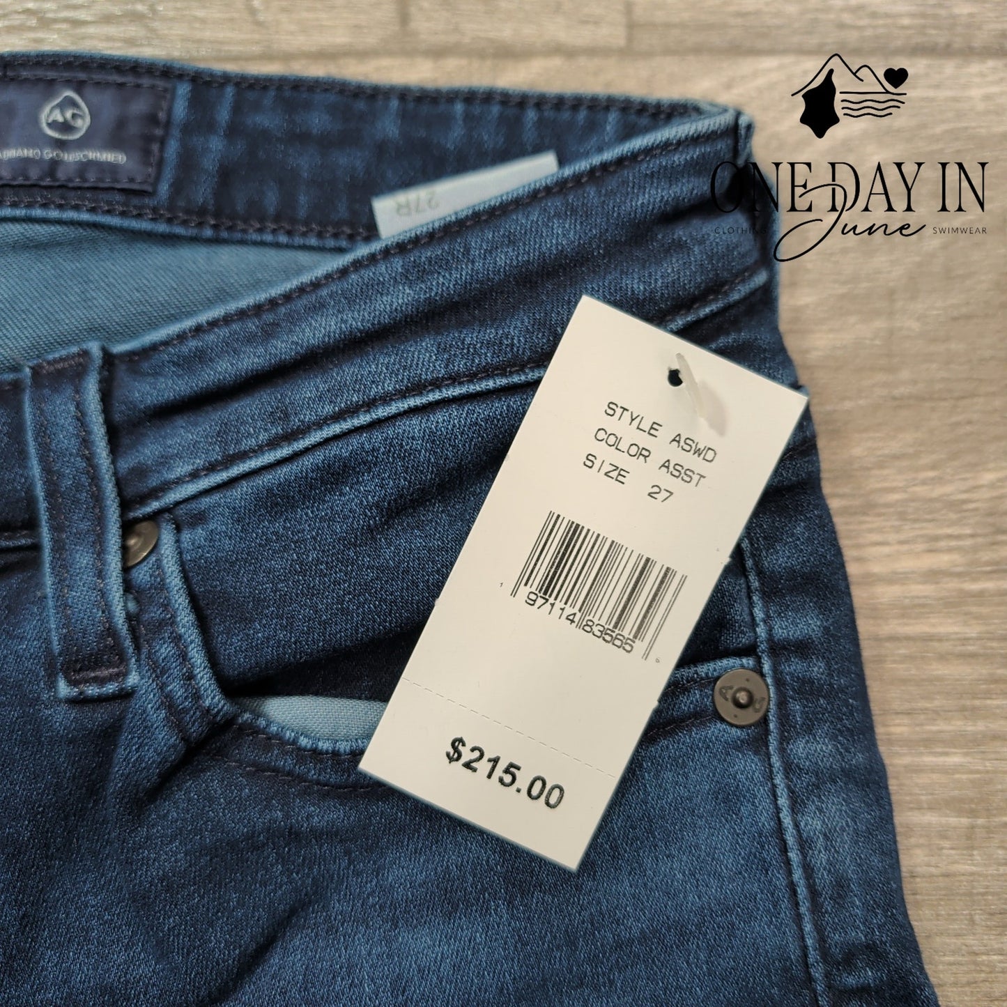 AG Adriano Goldschmied Straight Leg Jeans Dark Wash Stretch NWT $215 Size 4 (27)