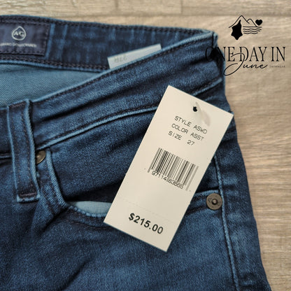 AG Adriano Goldschmied Straight Leg Jeans Dark Wash Stretch NWT $215 Size 4 (27)