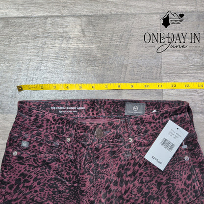 AG Adriano Goldschmied Farrah Skinny Ankle Jeans Animal Print NWT Size 2 (26)