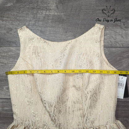 AGB Metallic Gold Jacquard Fit Flare Cocktail Dress Ivory NWT $99 Size 8