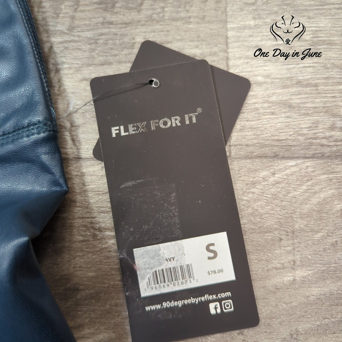 90 Degree By Reflex Super High Rise Faux Leather Ankle Leggings Navy Size S