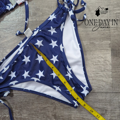 Aleumdr Molded Cup Adjustable Triangle Tie Side Bikini Swimsuit Size M