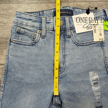 Aeropostale Aero High Rise Jegging Jeans Short Light Wash Stretch NWT Size 00S