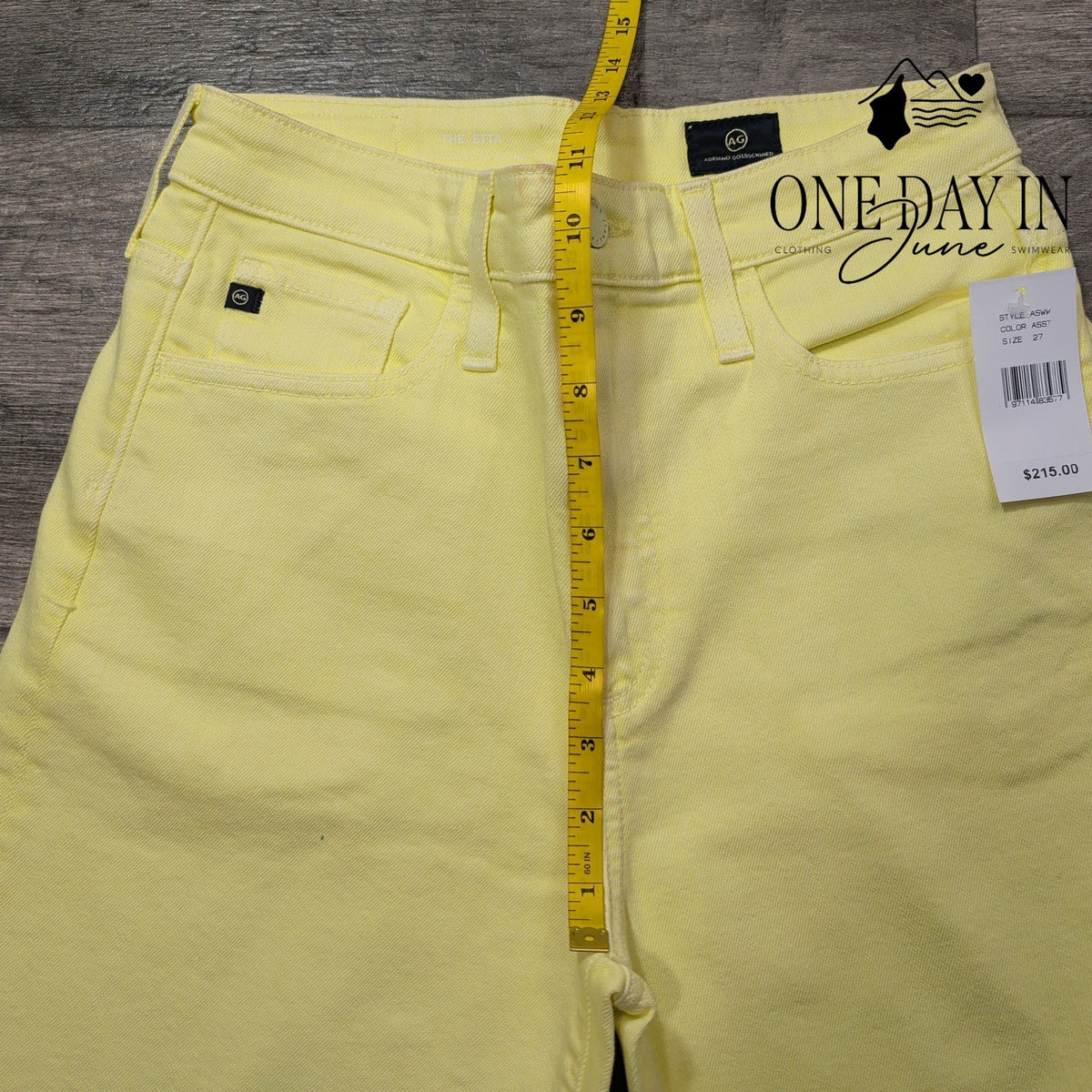 AG Adriano Goldschmied The Etta High Rise Wide Leg Crop Jeans Yellow NWT Size 4