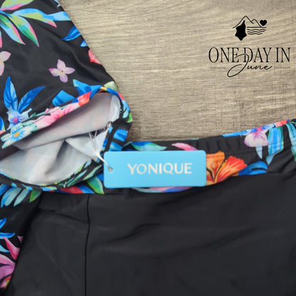 Yonique Strappy Back Boyshort Tankini Swimsuit Size M