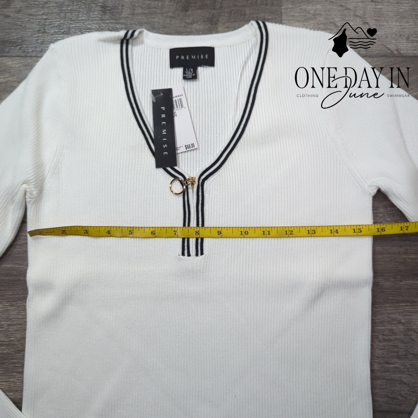 Premise Ribbed Long Sleeve Quarter Zip Sweater Size L