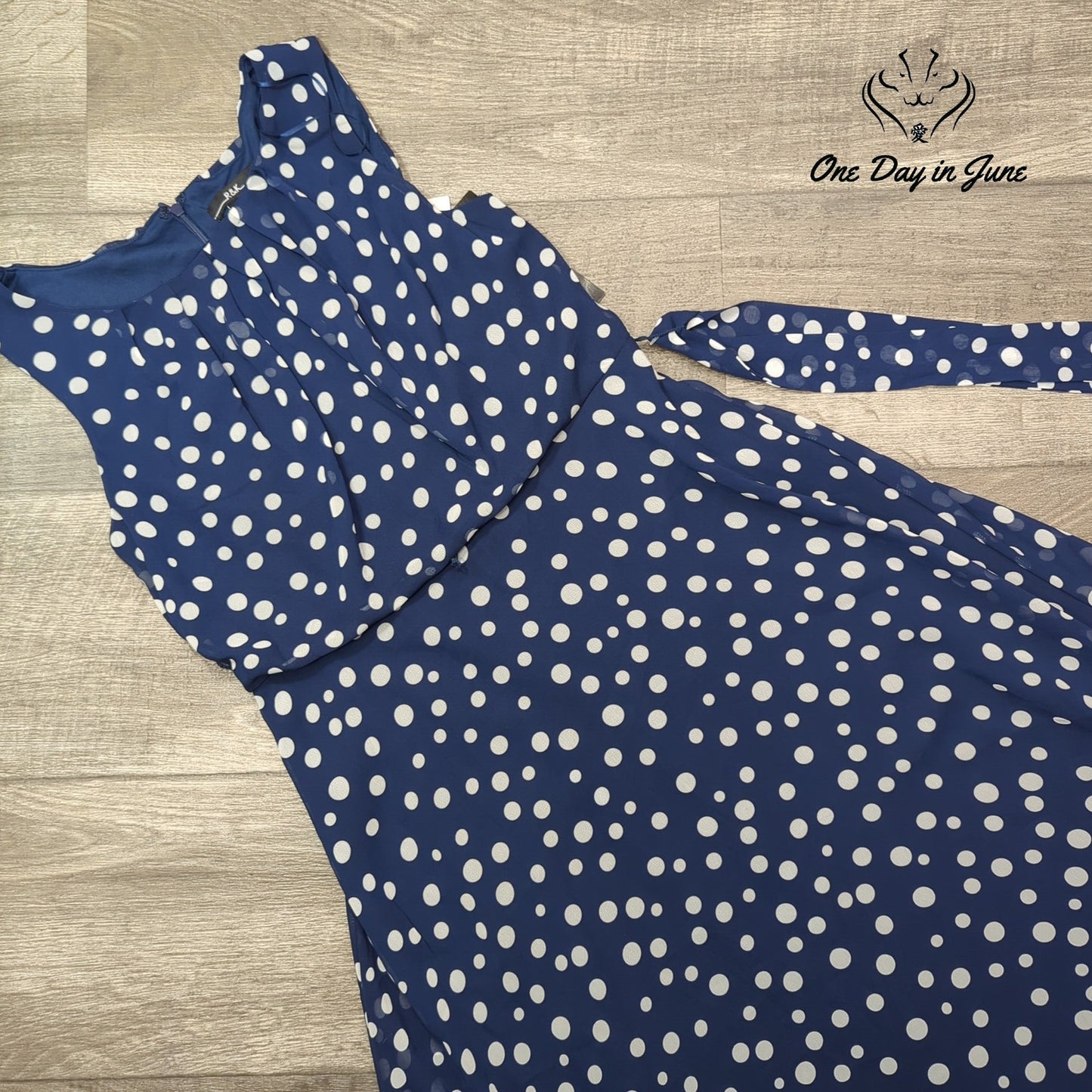 R&K Sleeveless Polka Dot Midi Dress Size 4