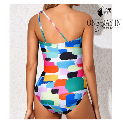 Holipick One Shoulder One Piece Swimsuit Size L