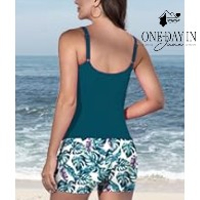 Eomenie Tropical Boyshort Tankini Swimsuit Size L