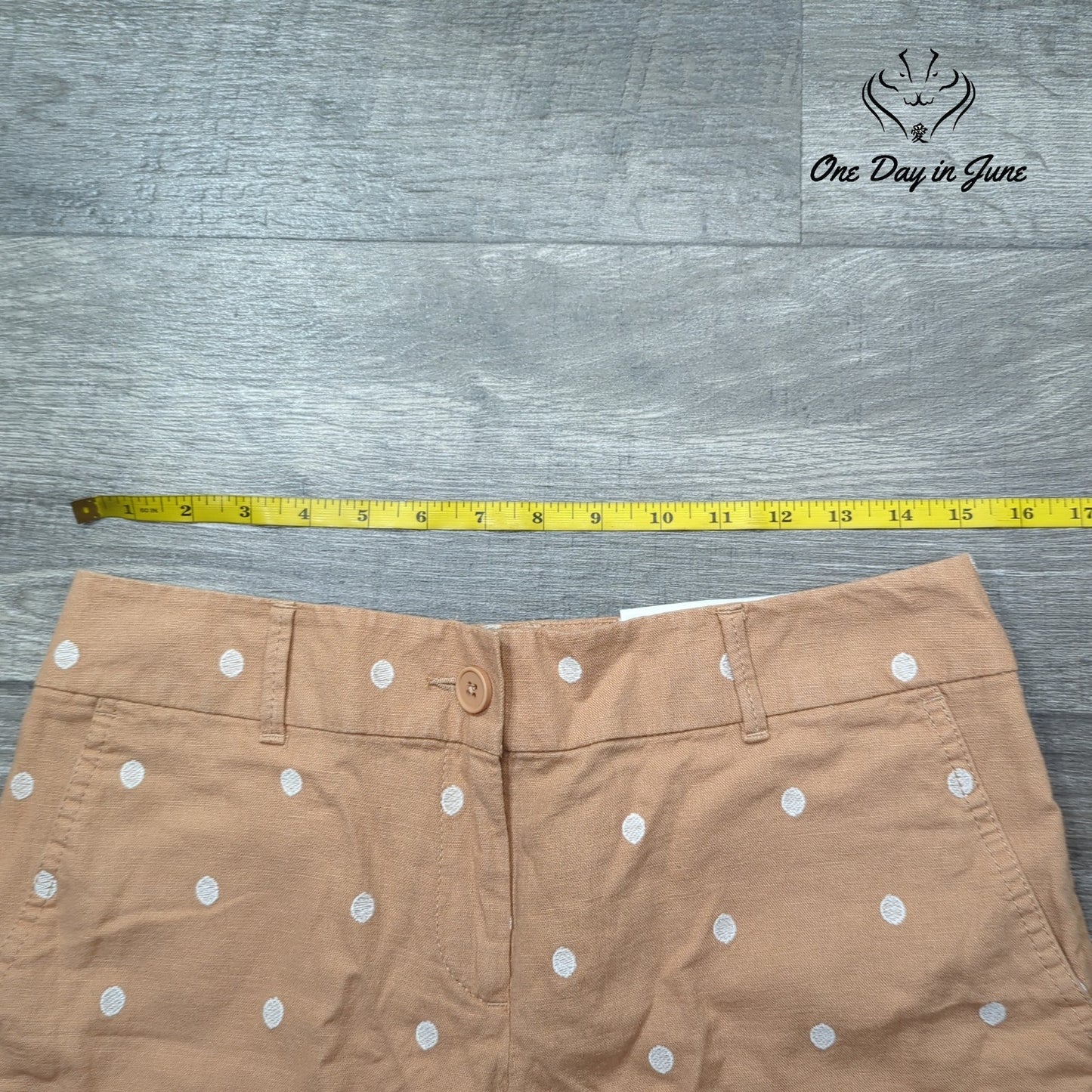 Loft 6" Linen Mid Rise Polka Dot Shorts Size 0