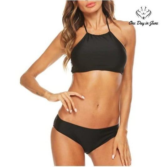 Ekouaer High Neck Halter Bikini Size L