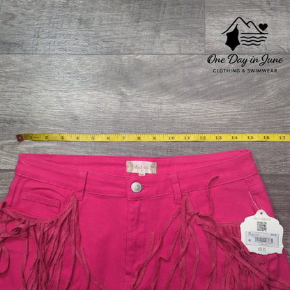 Altar'd State Frill Edge Denim Shorts Size M