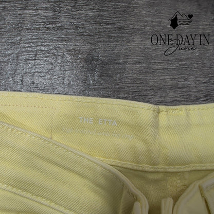 AG Adriano Goldschmied The Etta High Rise Wide Leg Crop Jeans Yellow NWT Size 4