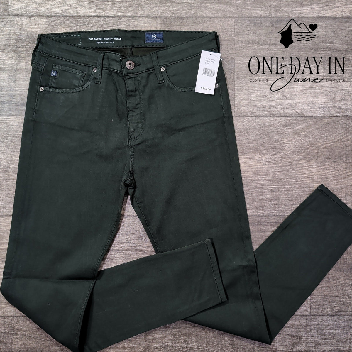 AG Adriano Goldschmied Farrah Skinny Ankle Jeans Green High Rise NWT Size 4 (27)