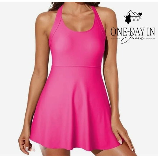 Aleumdr Square Neck Swimdress One Piece Swimsuit Size L